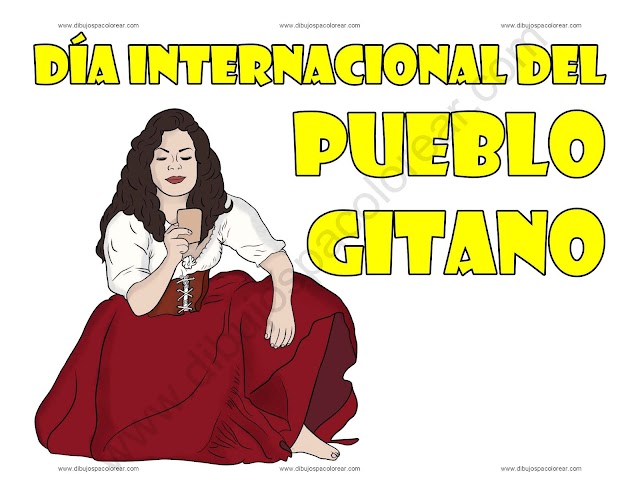 Día Internacional del Pueblo Gitano dibujo a color y para colorear